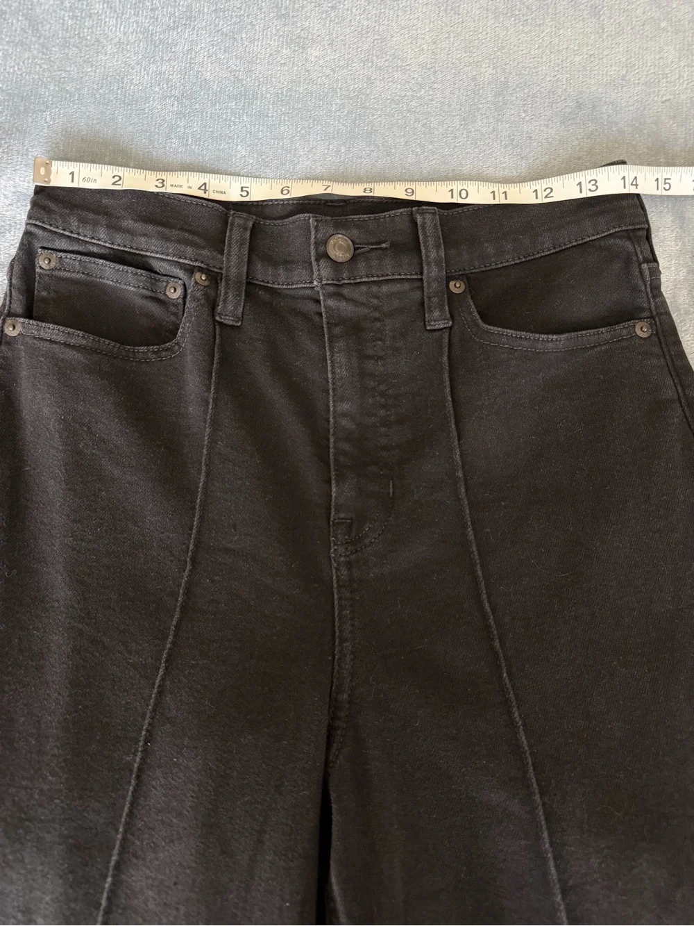 J.Crew Pintuck Denim Black High-Rise Wide-Leg Women's trouser Size 28